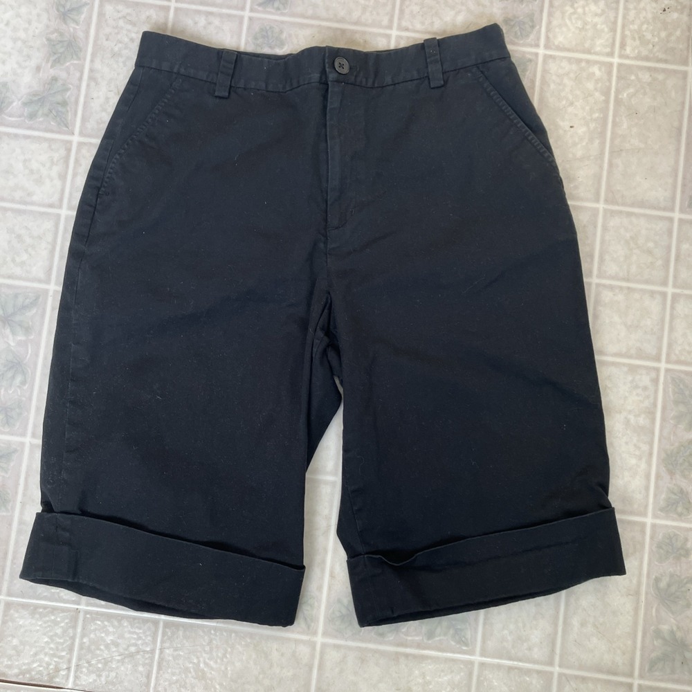 Lauren Ralph Lauren Active Shorts size 8 Black Cotton twill Cuffed Bermuda Style